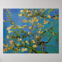 Van Gogh ; Arbre d'amande de floraison, fleurs vin Affiche