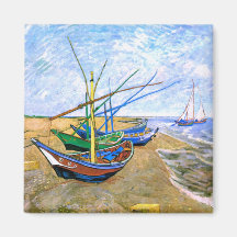 Van Gogh het Strand saintes-Maries van Vissersbote Koelkast Magneetje