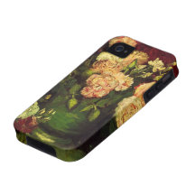 Van Gogh; Kom met Pioenen en Rozen iPhone 4 Hoesje