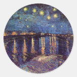 Van Gogh ; Nuit étoilée au-dessus du Rhône, art vi Autocollants Ronds