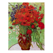 Van Gogh; Stilleven: Rode Papavers en Madeliefjes Wens Kaart