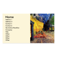 Van Gogh ; Terrasse de café la nuit, beaux-arts vi Cartes De Visite Professionnelles