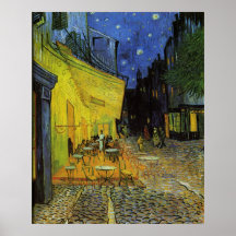 Van Gogh ; Terrasse de café la nuit Posters