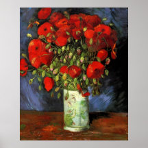 Van Gogh; Vaas met Rode Papavers, Vintage Bloemen Plaat