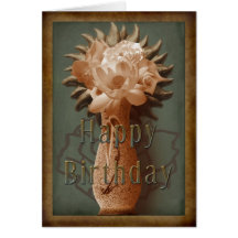 Vase floral de terre - joyeux anniversaire carte de vœux