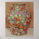 Vase rose à Famille avec des fleurs d'un mille Poster