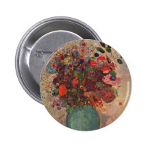 Vase turc, Odilon Redon, fleurs vintages florales Badge Avec Épingle