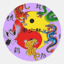 VECHTSPORTEN 5 DIEREN RONDE STICKER