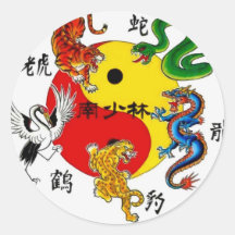 VECHTSPORTEN 5 DIEREN RONDE STICKER