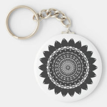 Vector Kunst "Zonnebloem" (zwarte) Sleutelhangers
