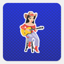 Veedrijfster met Gitaar; Blauw Stickers
