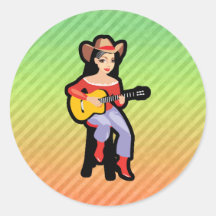 Veedrijfster met Gitaar; Kleurrijk Stickers