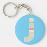 Veelkleurig Gestreept Monogram - Brief J Sleutelhanger