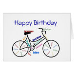 Vélo drôle d'anniversaire d'âge, faisant un cycle, cartes de vœux