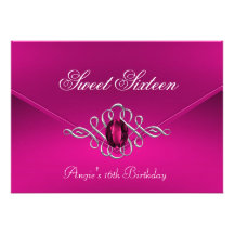 Velours rose royal de gemme de fête d'anniversaire faire-part personnalisés