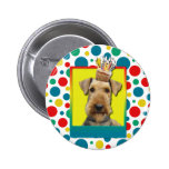 Verjaardag Cupcake - Airedale Button