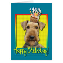 Verjaardag Cupcake Airedale Wenskaart