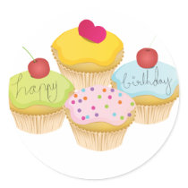 Verjaardag Cupcakes stickers