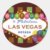 VERJAARDAG in de heldere Sticker van Las Vegas, Vr