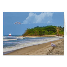 Verjaardag, Tropisch Strand, Vogels Wenskaart