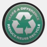 Verminder, gebruik en recyclen Steek opnieuw Ronde Sticker