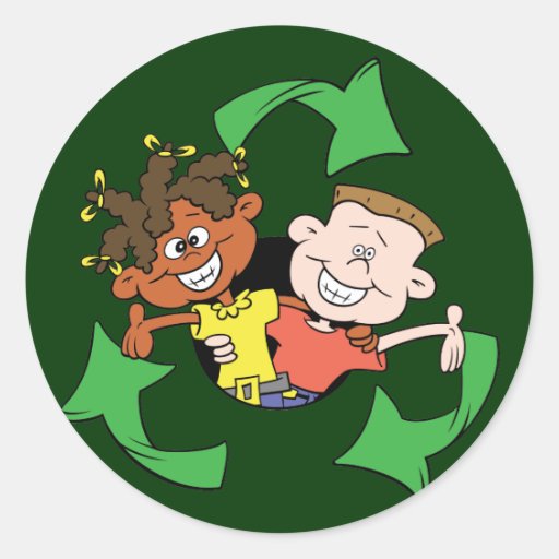 Verminder Hergebruik Recyclen Kind Sticker