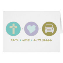 Verre d'automobile d'amour de foi cartes de vœux