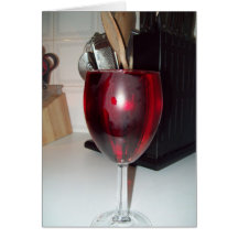 Verre de carte de voeux de vin rouge
