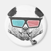 Verres à trois dimensions de panda vintage aimant