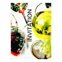Verres de vin clairs avec le collage de vin rouge  cartons d'invitation personnalisés