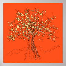 vers le haut d'une affiche d'arbre - couleurs chau