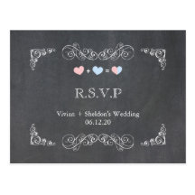 Versierd Lijst + Het Huwelijk RSVP van het bord (4 Wens Kaart