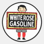 Version plate d'essence de rose blanc autocollants ronds