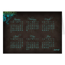 Vert bleu floral de carte de voeux de 2010 calendr