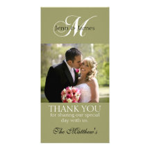 Vert de cartes photos de Merci de mariage du monog Cartes De Vœux Avec Photo