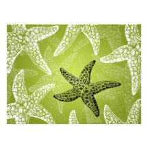 Vert de chaux d'étoiles de mer de réception de mar faire-parts