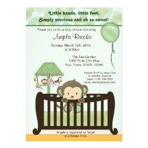VERT de l'invitation CJ de baby shower de singe