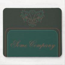 Vert et damassé de coeur de Brown Tapis De Souris