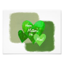 Vert heureux de coeurs du jour de mère trois photos d’art