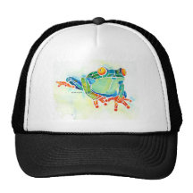 Vert lunatique de grenouille d'arbre casquettes