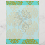 vert olive et damassé bleue de fleur d'aqua prospectus personnalisés