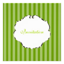 Vert simple de rayures de PixDezines + blanc/cadre Carton D'invitation