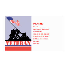 Vétéran militaire cartes de visite personnelles