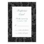 Victoriaans Damast RSVP (turkoois) Uitnodiging