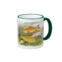 Vie marine marine vintage, poisson rouge aquatique tasse à café