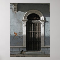 Vieille affiche de photo de porte de stuc de San J