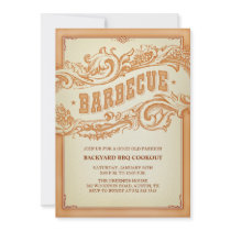 Vieille invitation occidentale authentique de BBQ