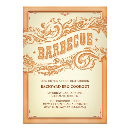 Vieille invitation occidentale authentique de BBQ