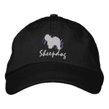 Vieux chien de berger anglais griffonné casquette brodée