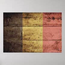 Vieux drapeau en bois de la Belgique Affiches